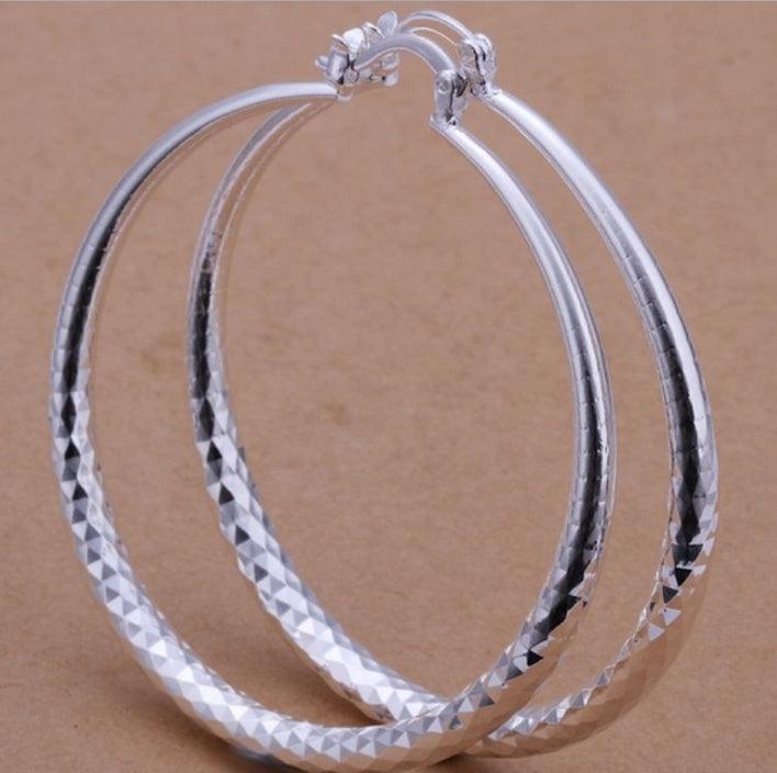 925 Silver Exaggerated Large Hoop Earrings