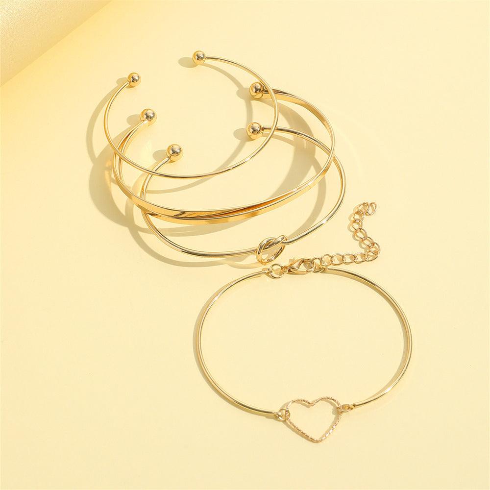 Vintage Crystal Heart Love Bangle Bracelet | Fashion Wear