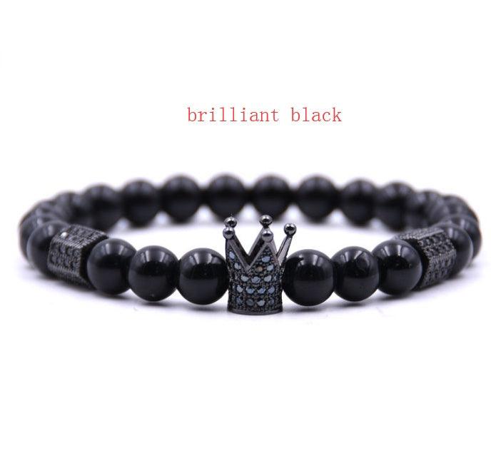 Natural Stone Micro Crown Copper Bracelet H