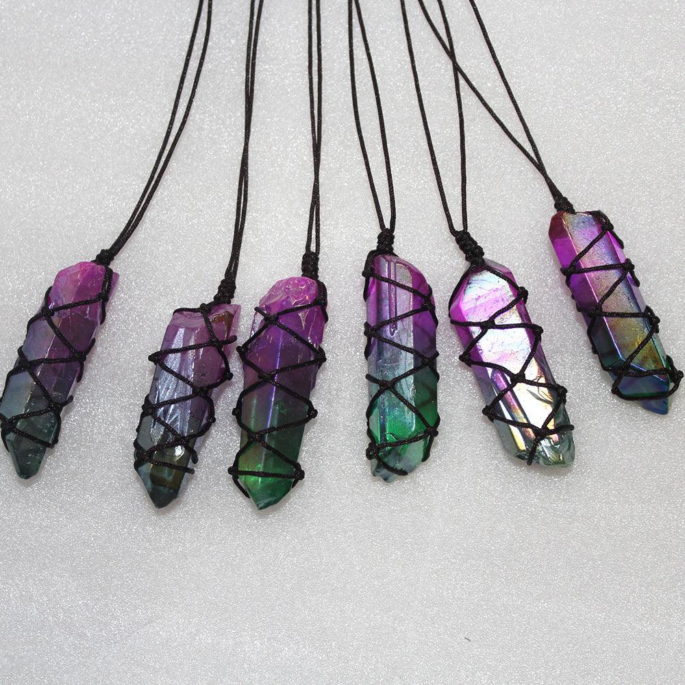 White Crystal Single Crystal Electroplating Double Color Necklace