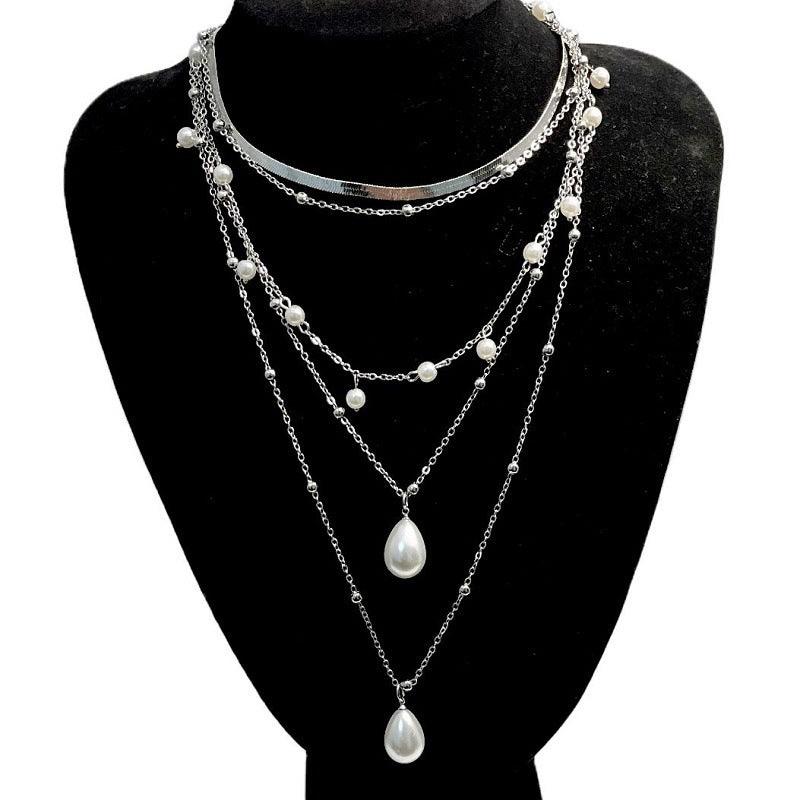 Multi-Element Pearl Necklace | Fashion Collection Silver