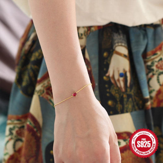 S925 Sterling Silver Little Red Heart Bracelet | Daily Wear