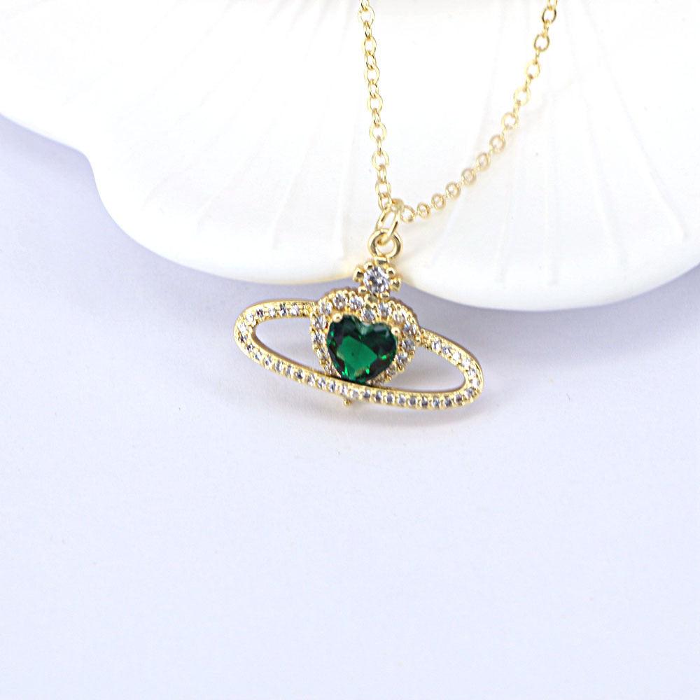 Zircon Love Necklace | Daily Wear Green