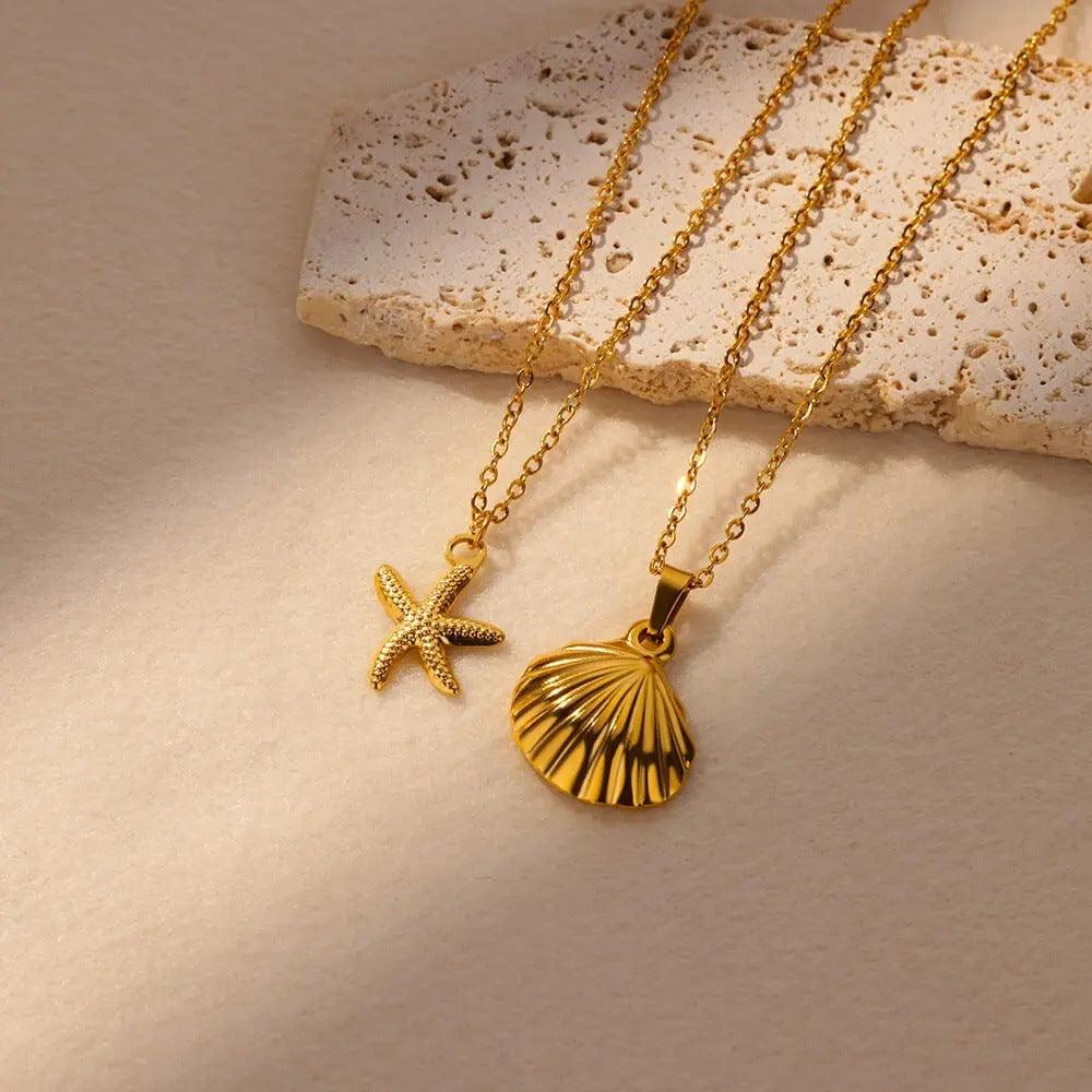 Shell Starfish Pendant Necklace | Beach Jewelry