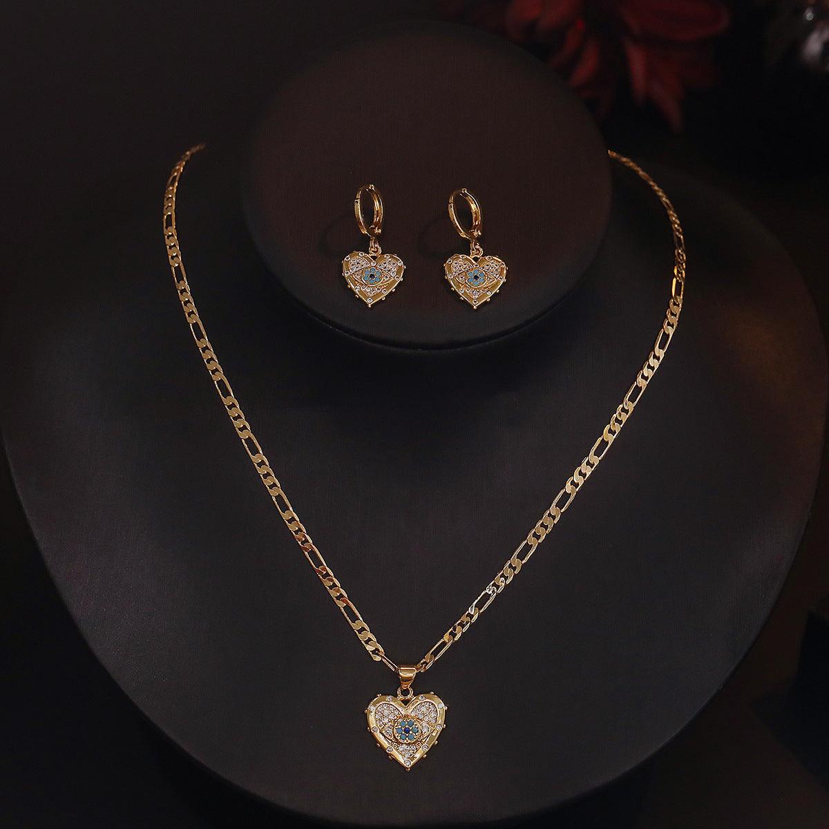 Golden Heart-shaped Zircon Set | Daily Wear