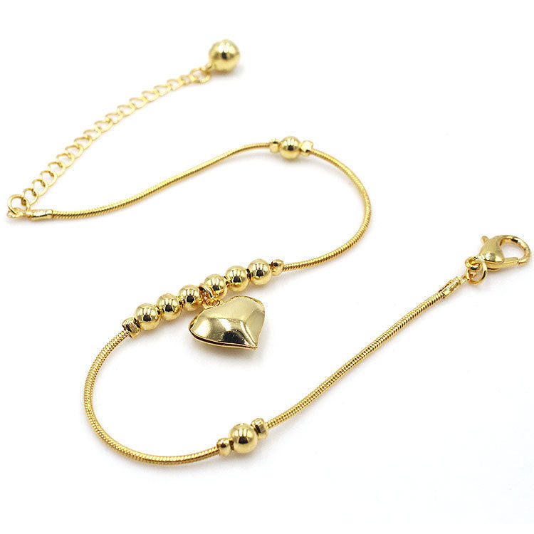 Trendy Gothic Golden Heart Pendant Anklet