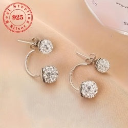 Exquisite 925 Silver Two Ball Design Earrings | Daily Wear