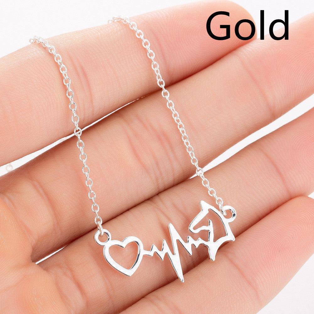 Pet Dog Paw Print Pendant Necklace | Pet Collection Heart Gold 3