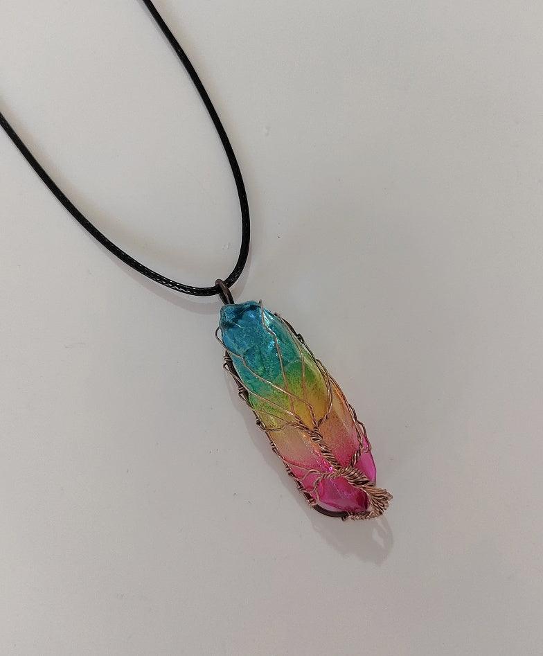 Stone Crystal Pendant Fashion Necklace Colorful 1PCS