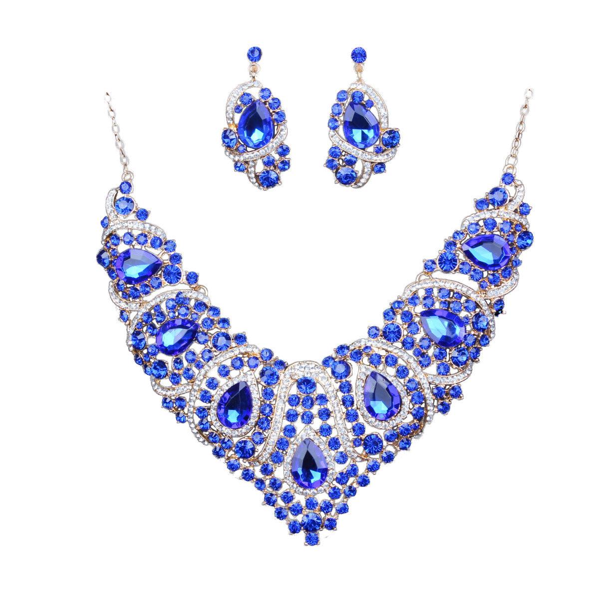 Multicolor - Bridal Necklace and Earring Set Blue