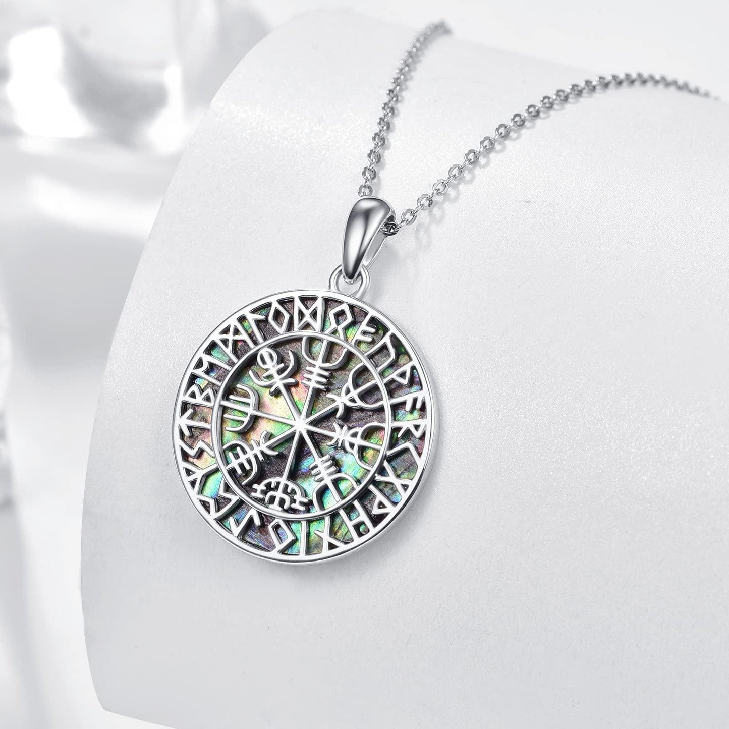 Viking Abalone Shellfish Necklace In 925 Sterling Silver