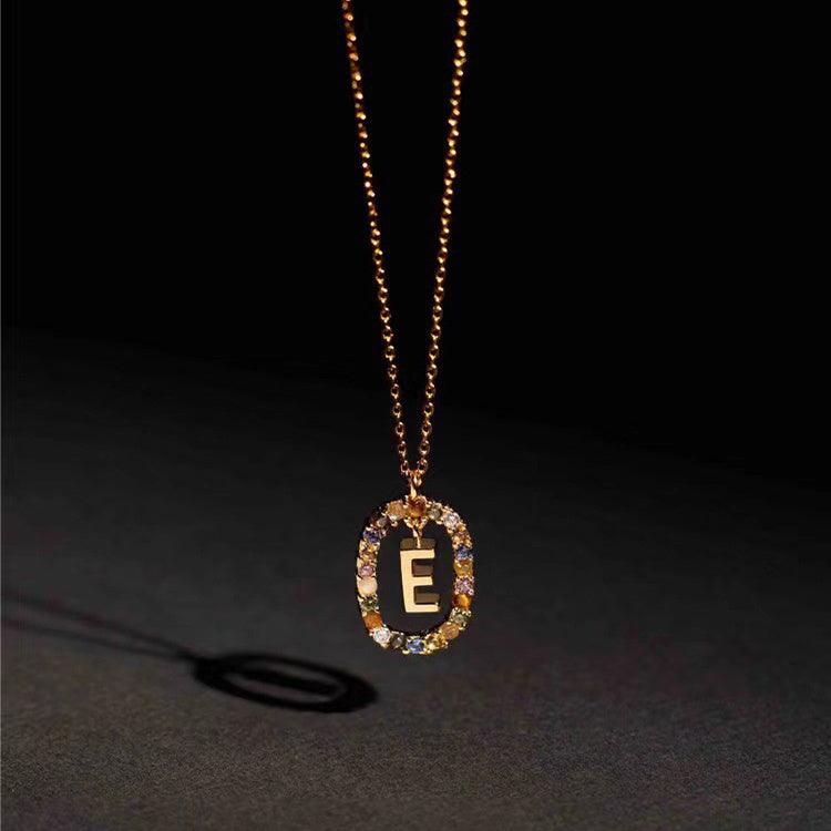 Rhinestone Alphabet Necklace 18K | Fashion Jewelry