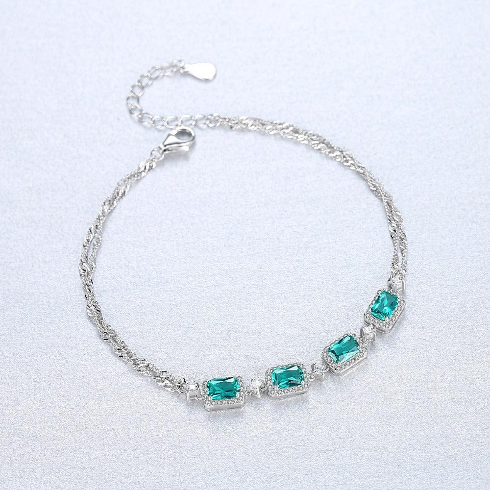 S925 Sterling Silver Emerald Bracelet | Daily Wear