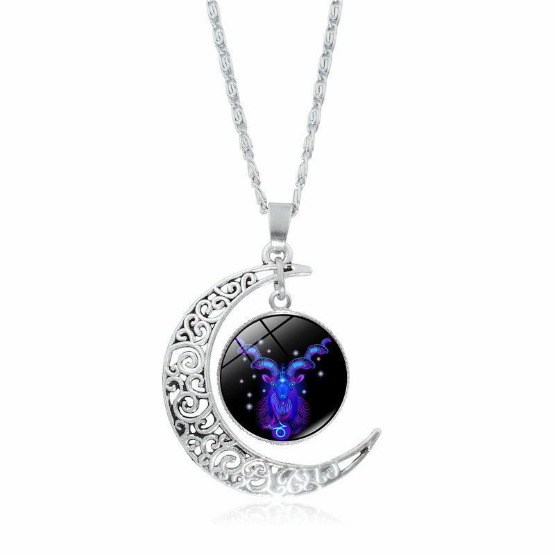 12 Constellation Moon Pendant Necklace | Daily Wear