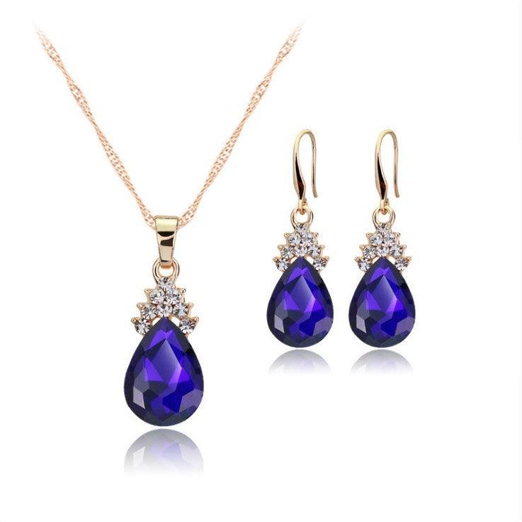 Diamond Crystal Necklace Earrings Set | Daily Wear D