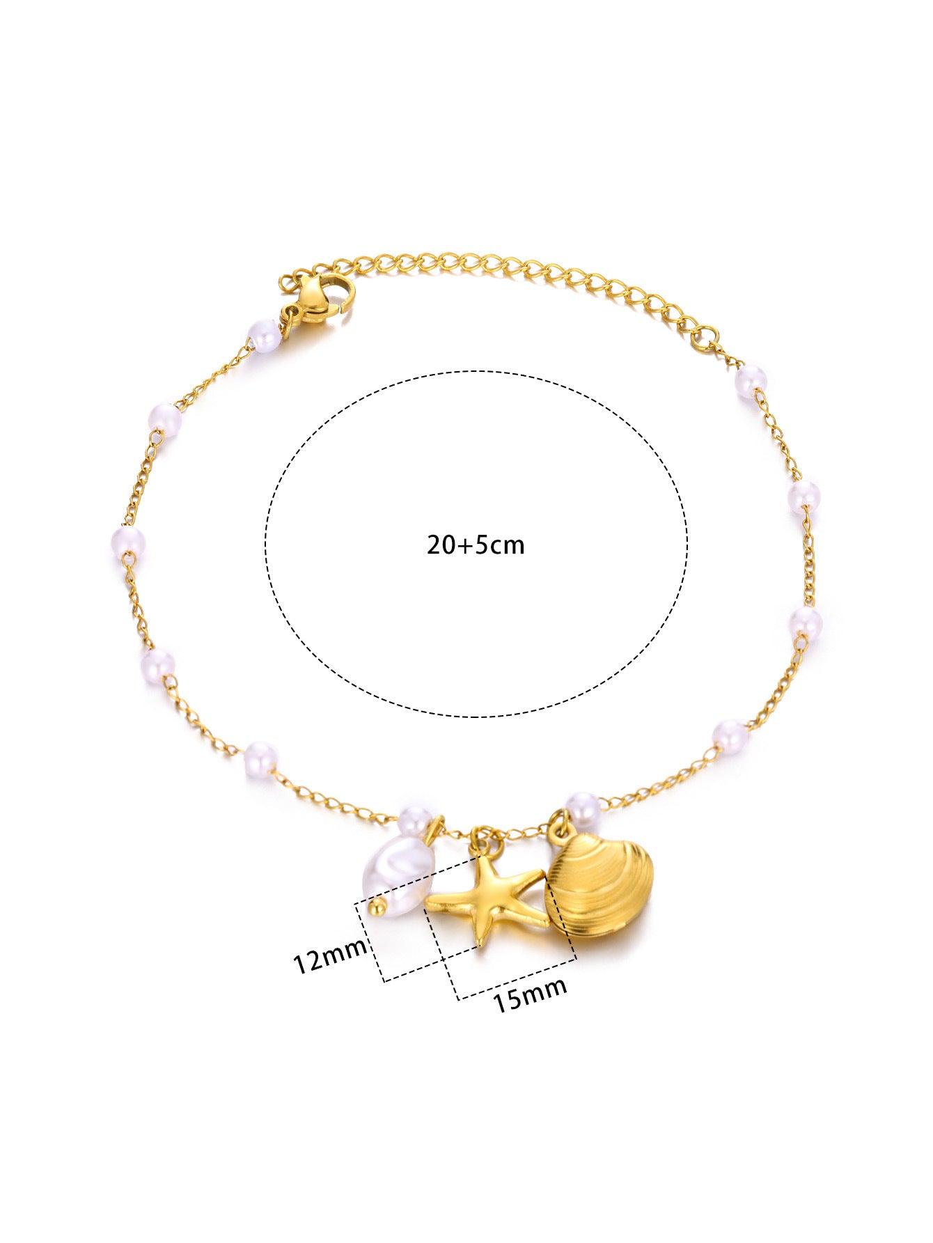 Shell Starfish Pendant Necklace | Beach Jewelry Anklet Electroplated Gold