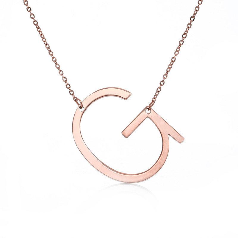 Initial Letter Pendant & Necklace | Gold Plated Rose Gold G