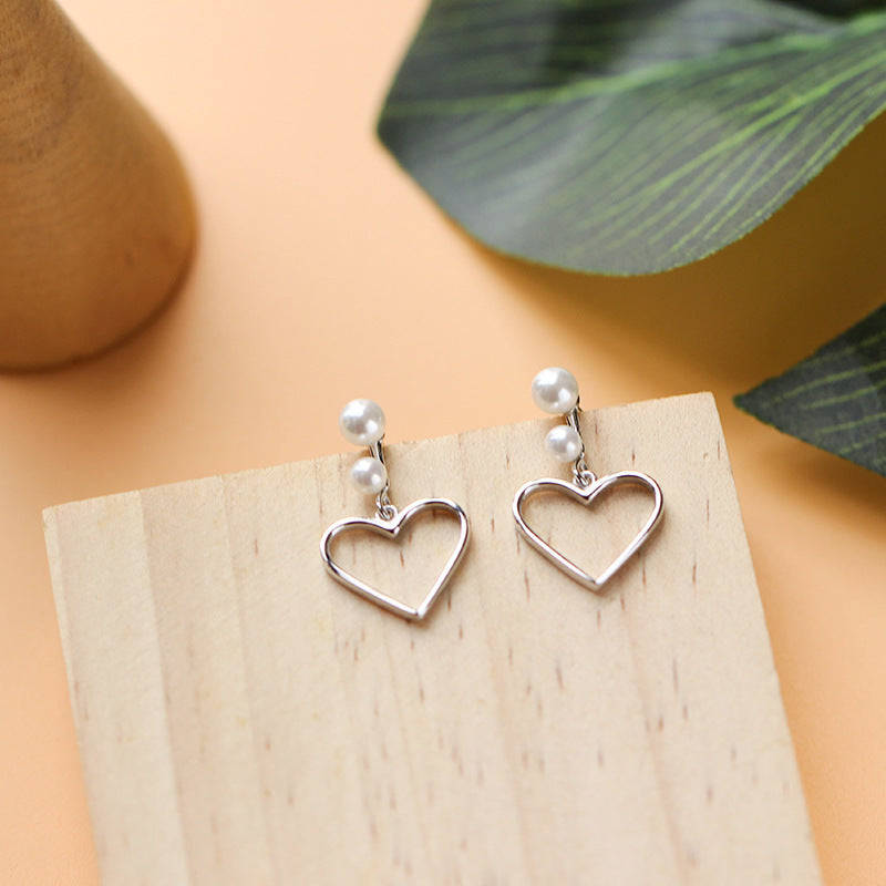 Hollow Love Earrings | Daily Wear Silver