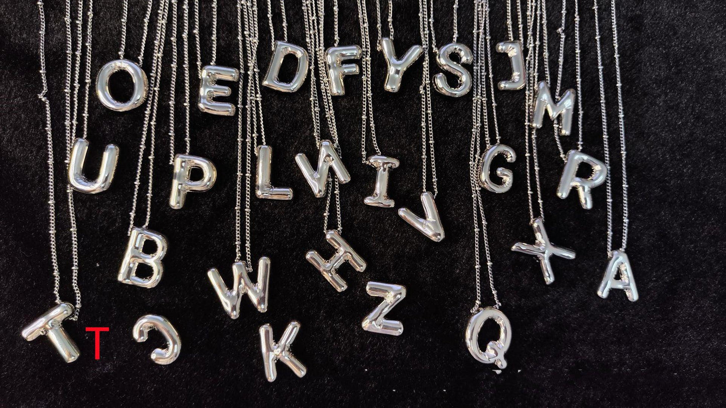 Glossy Letters Pendant Necklace | Fashion Wear T Silvery