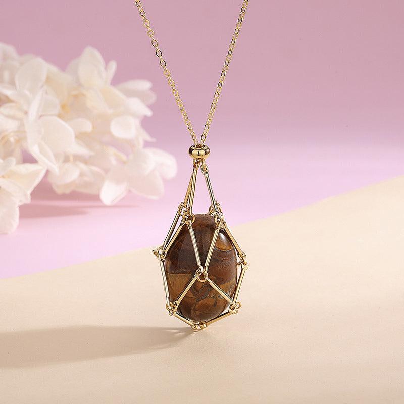 Natural Crystal Energy Pendant Necklace - Daily Wear Tigers eye stone