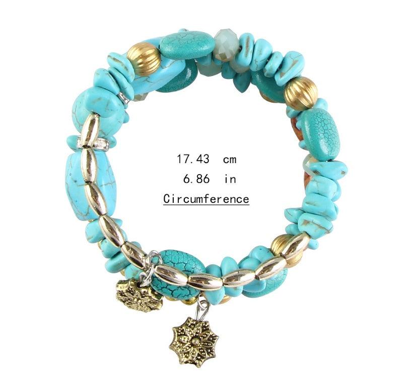 Pine Agate Beaded Multi-Layer Winding Bracelet