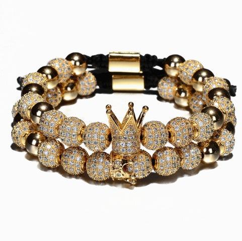 Luxurious Bracelets with Charms For Boyfriend | Fashion Collection Crown Set Gold
