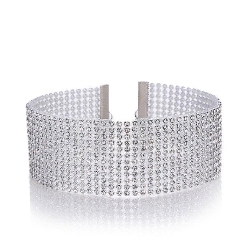 Fashion Women Full Crystal Rhinestone Choker Necklace Wedding Jewelry White 38mm