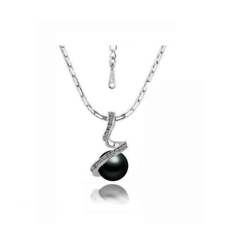 Twisted Snake Pearl Jewelry Set | Daily Wear Necklace Silver black