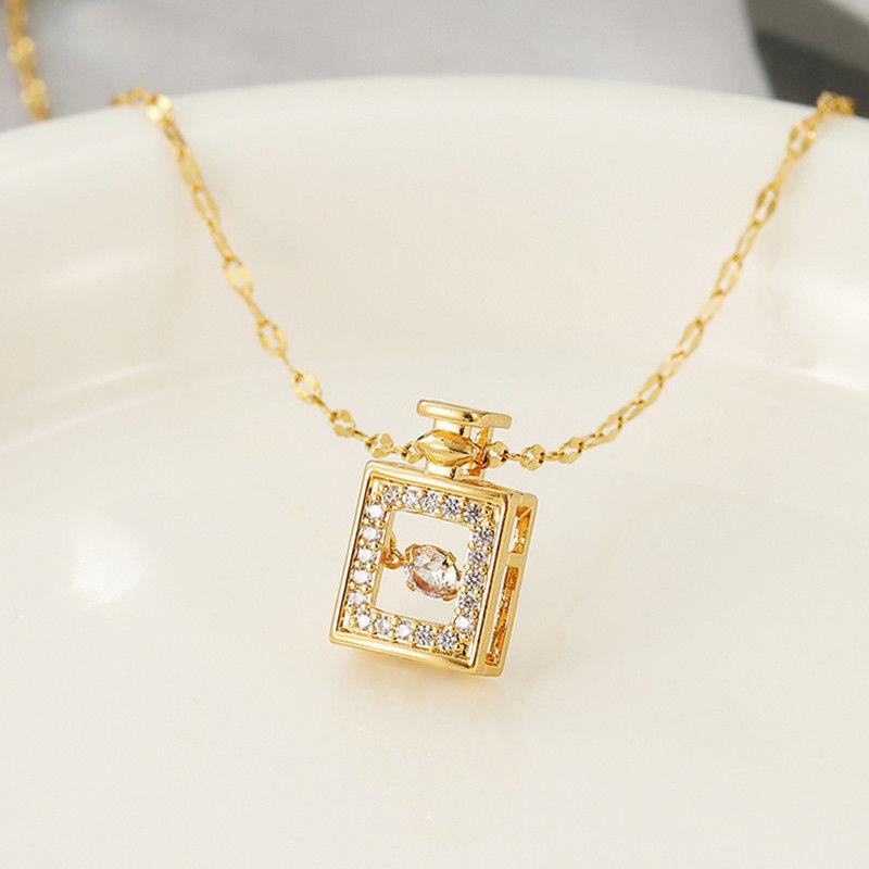 Perfume Bottle Necklace | Fashion Jewelry Gold