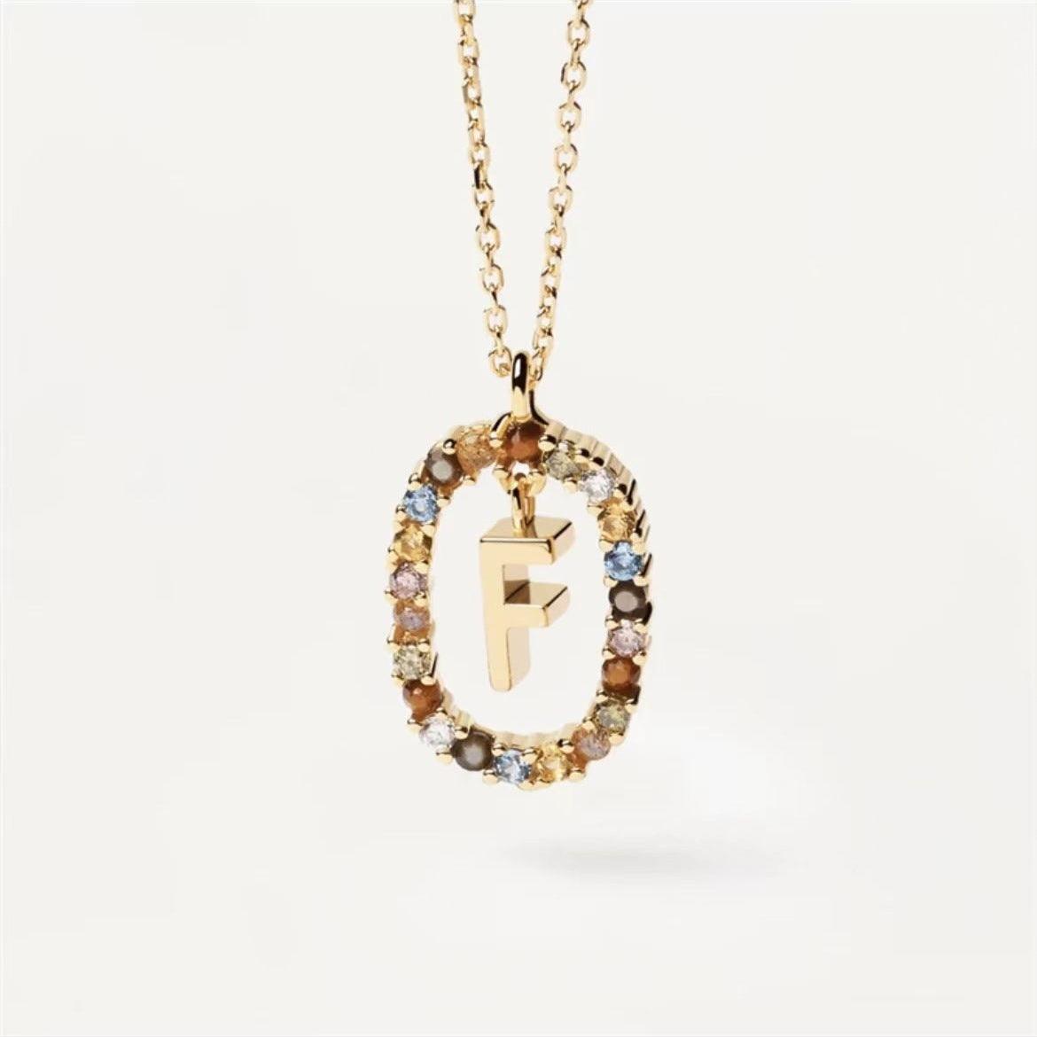 Rhinestone Alphabet Necklace 18K | Fashion Jewelry F