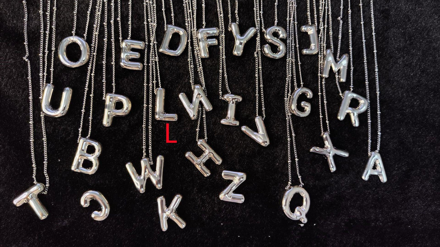 Glossy Letters Pendant Necklace | Fashion Wear L Silvery