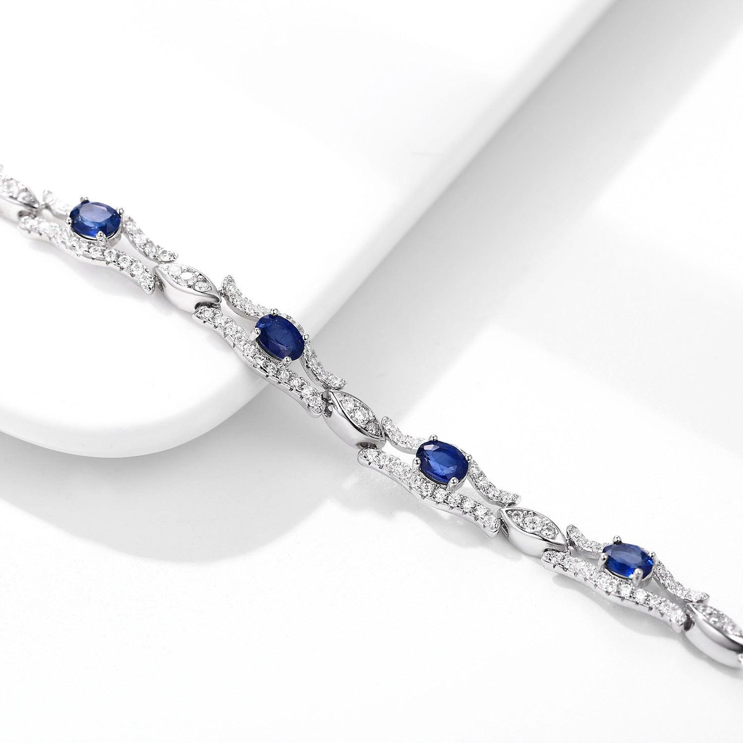 Natural Sapphire S925 Sterling Silver Bracelet | Daily Wear