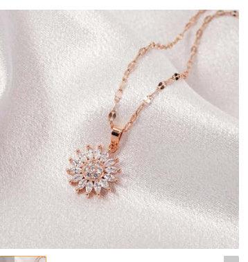 Rotatable Sunflower Necklace | Daily Wear Rose Gold