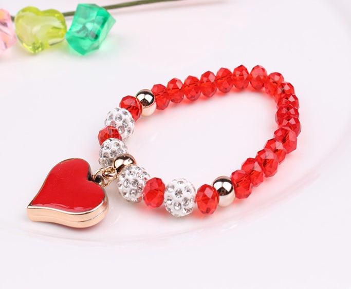 Elastic Crystal Heart Bracelet | Fashion Jewelry Red