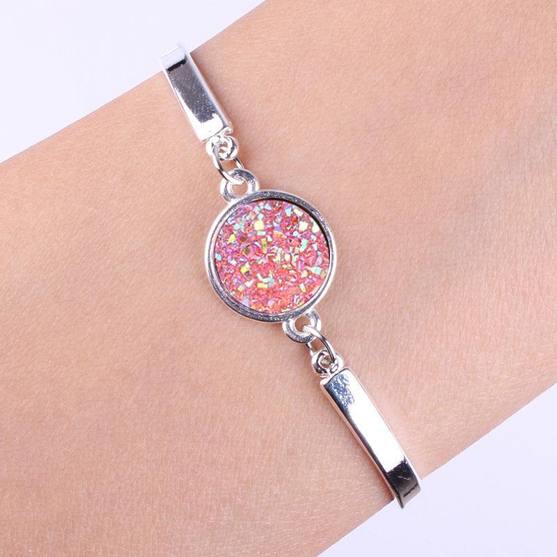 Silver heart bracelet Pink