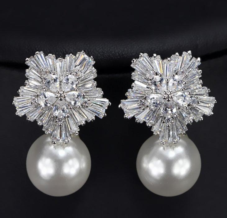 Pearl Earrings For Women With Fireworks Earring With Box