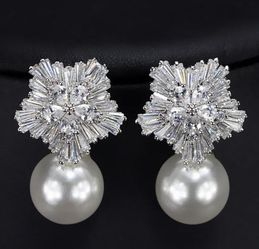Pearl Earrings For Women With Fireworks Earring With Box
