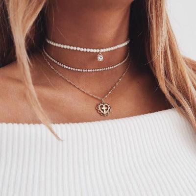 Pearl Drops With Rhinestone Necklace | Fashion Wear Gold