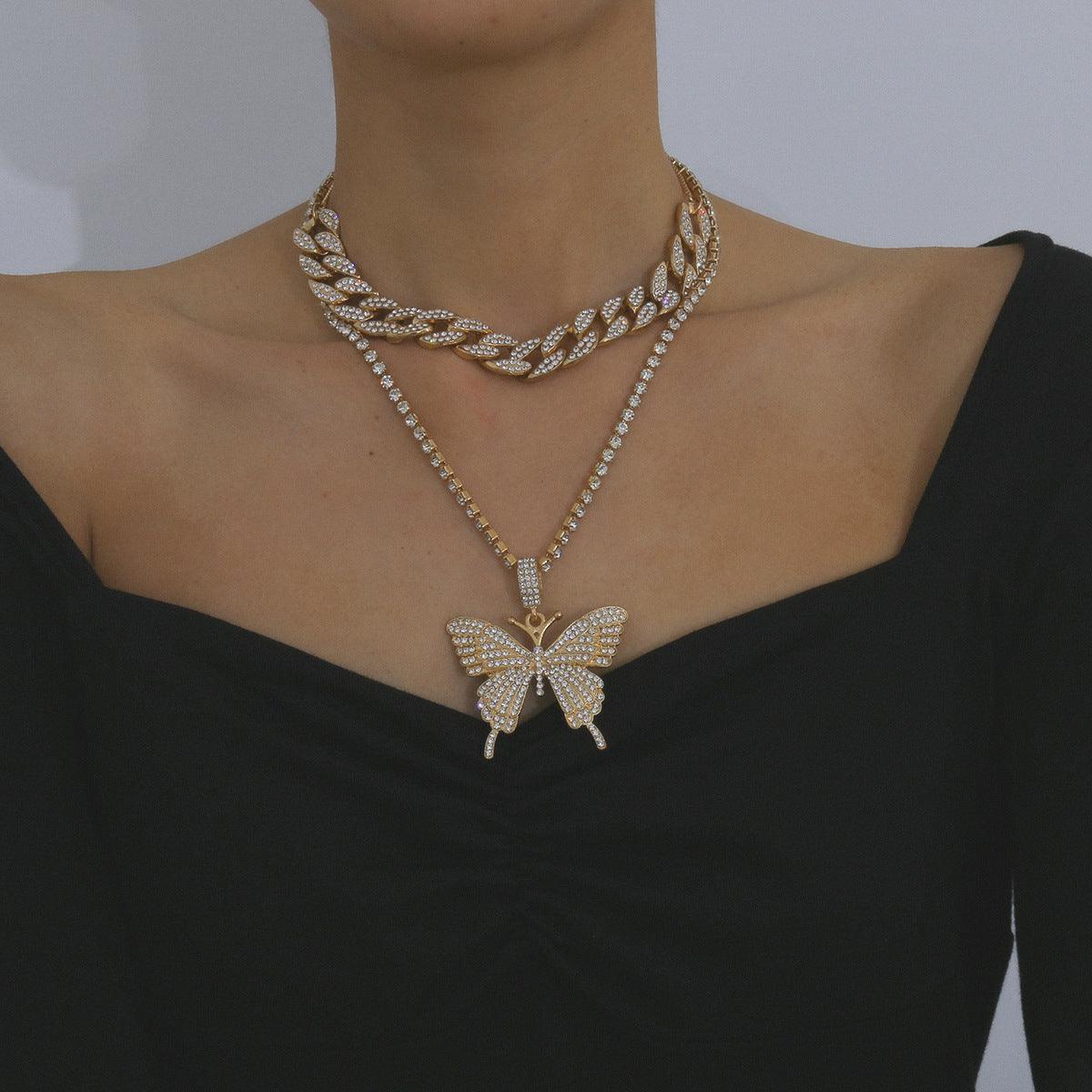 Diamond Butterfly Pendant Necklace | Fashion Jewelry Gold 1