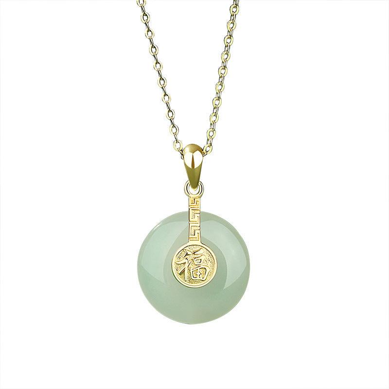 Nafu Peace Button and Field Jade Necklace