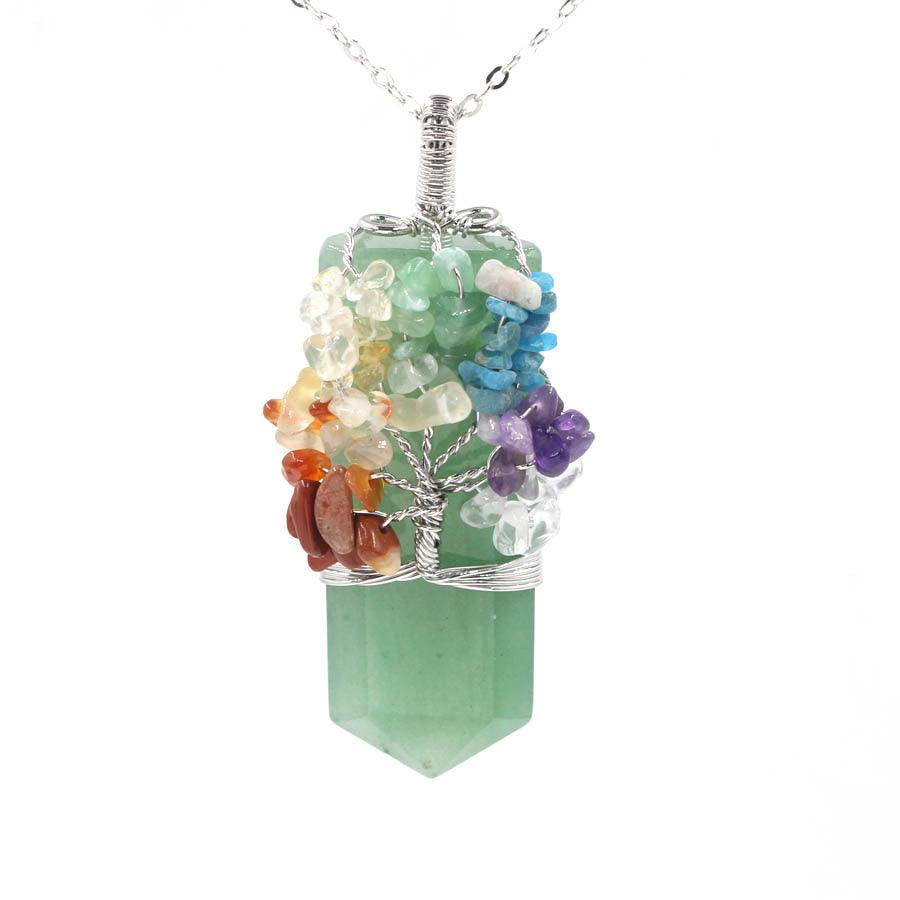 Tree Of Life Winding Pendant Necklace | Beach Jewelry Green Aventurine