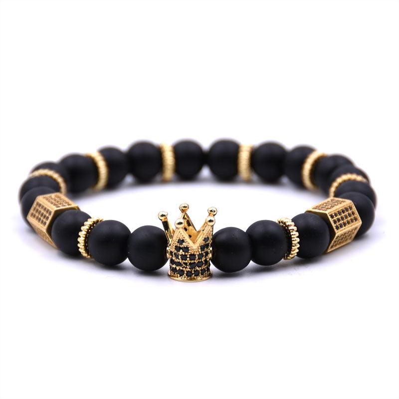 Natural Stone Micro Crown Copper Bracelet A