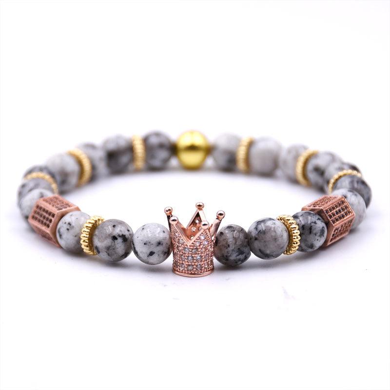 Natural Stone Micro Crown Copper Bracelet D