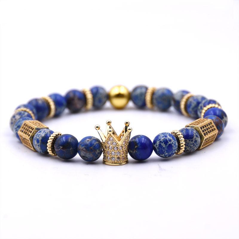Natural Stone Micro Crown Copper Bracelet C