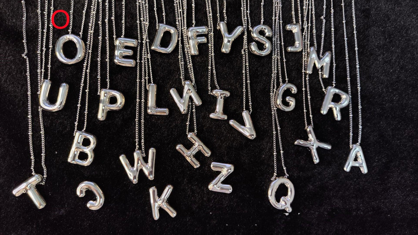 Glossy Letters Pendant Necklace | Fashion Wear O Silvery