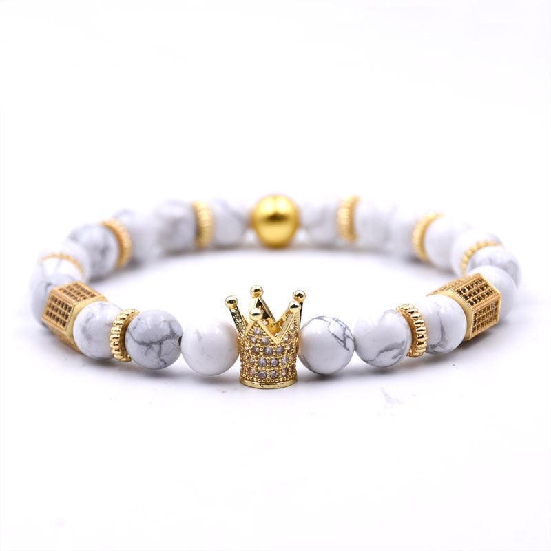 Natural Stone Micro Crown Copper Bracelet B