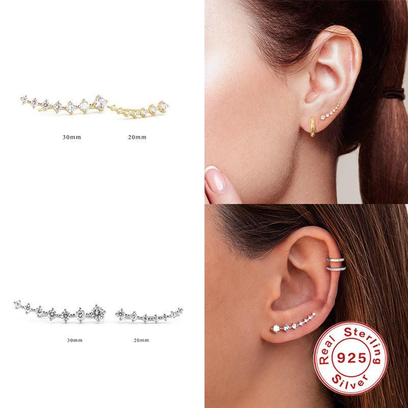 Single Row Diamond Ear Studs in S925 Sterling Silver