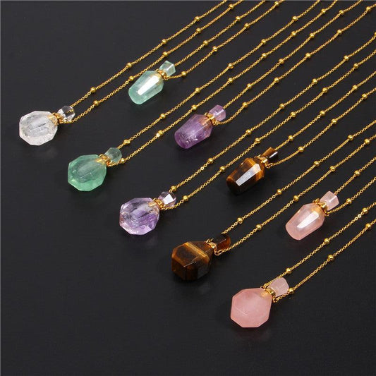 Perfume Bottle Crystal Pendant Necklace | Women's Jewelry