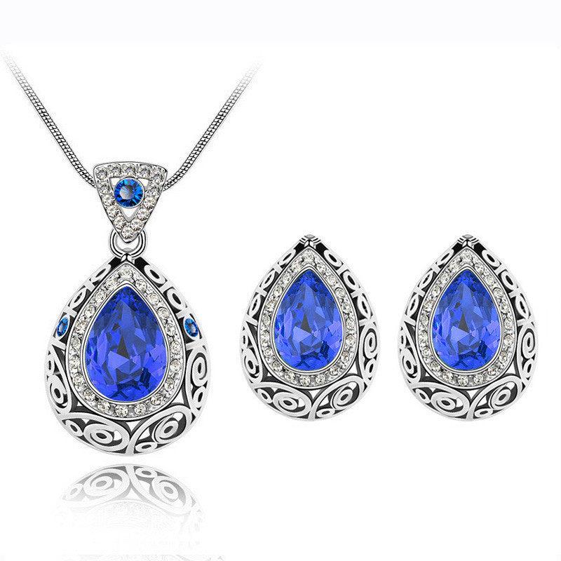 Austrian Crystal Guard Water Droplet Necklace Blue