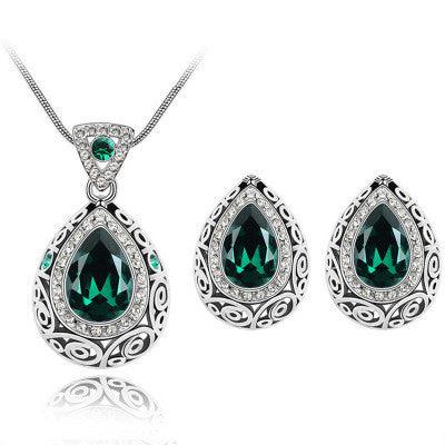 Austrian Crystal Guard Water Droplet Necklace Hole Green